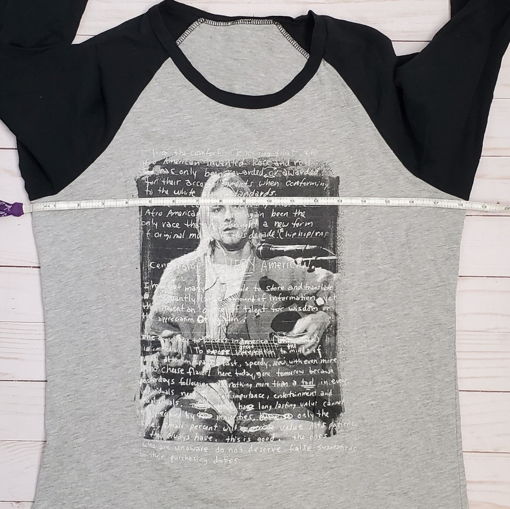 KURT COBAIN raglan baseball letter handwritten tee - Picture 6 of 6